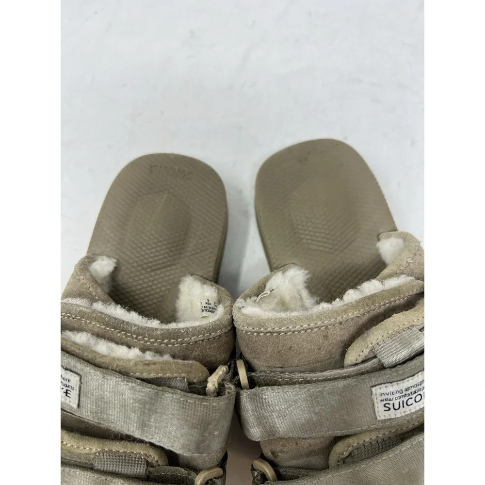 Suicoke MOTO Cab Slide Sandal Men's‎ size 4 Women's 6 Tan Shearling Lined